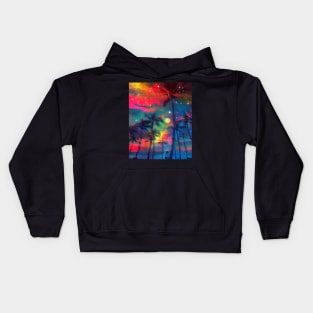 Rainbow Palm Trees Kids Hoodie